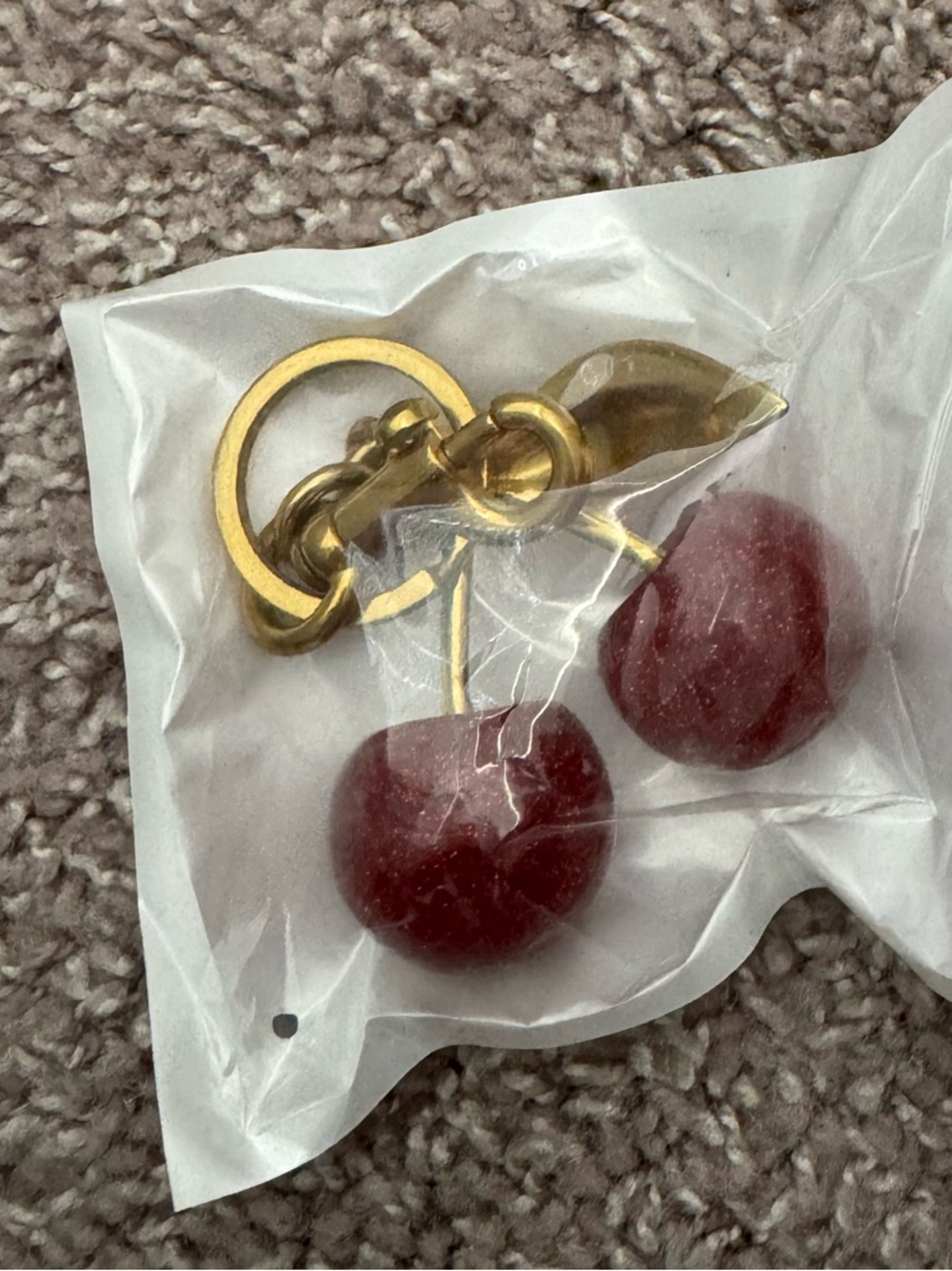 Cherry purse charm with Gold-Tone Hardware - Red